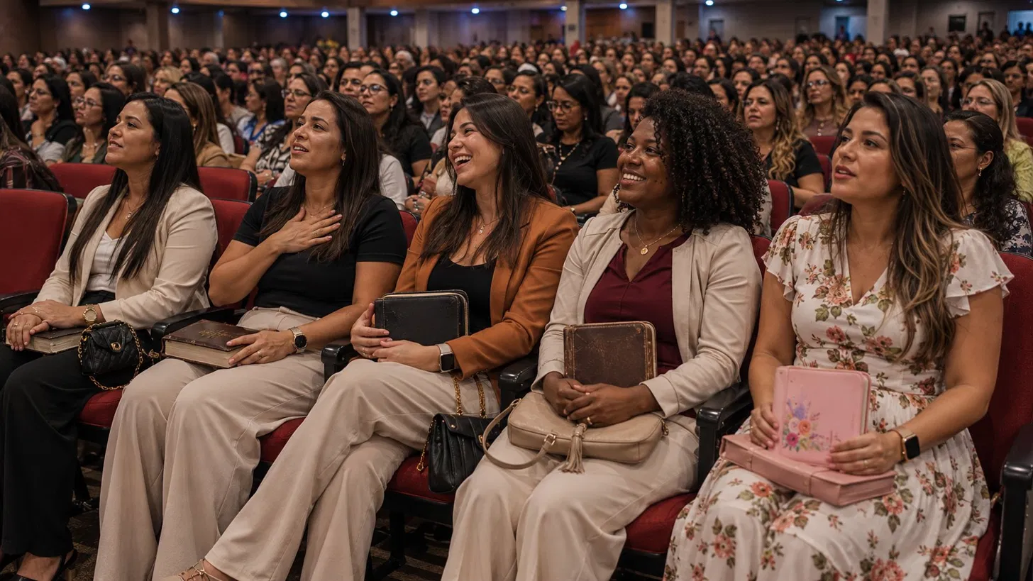 Mulheres reunidas em um congresso do Mulheres no Reino